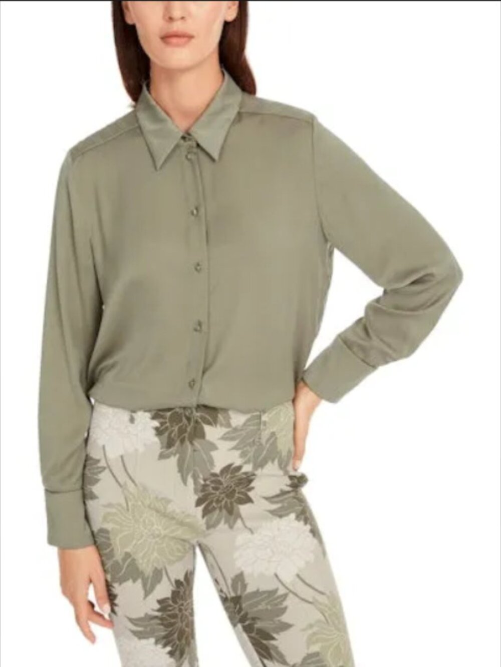 MARC CAIN COLLECTIONS Sage Powder Blouse In Viscose Crepe | YC 51.12 W01 NWT 16